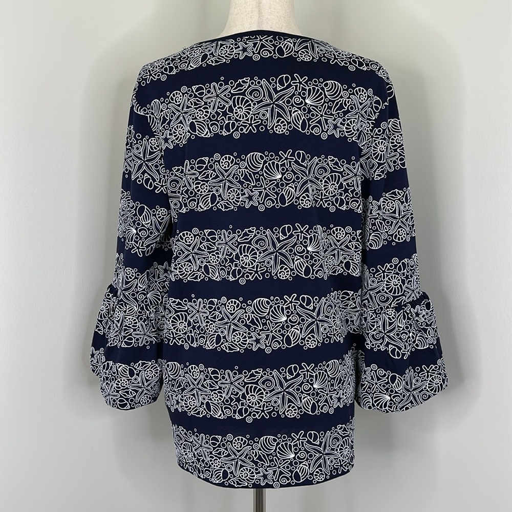 Chico's Navy & White Nautical Print Top NWT - Picture 4 of 6